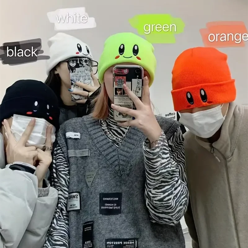 Cute Eye Embroidery Beanie – Trendy Candy Color Knit Hat for Women & Men, Casual Winter Couple Beanies