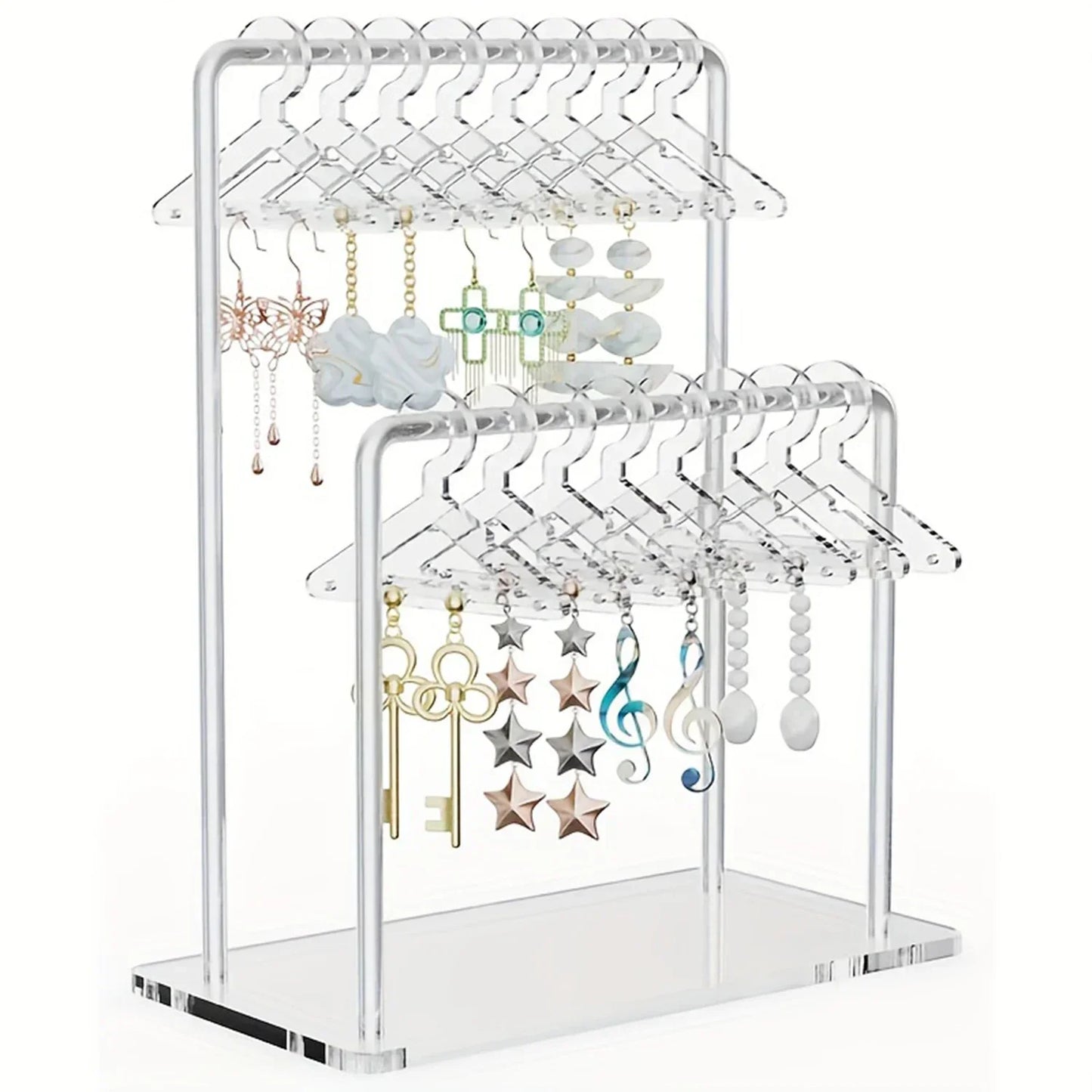 16pcs Hanger-Shaped Jewelry Holders – Personalized Earring Display Racks & Organizer Stands