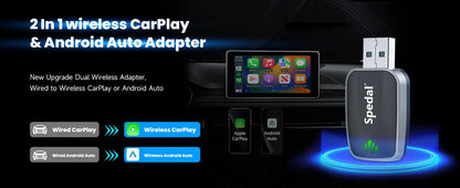 2-in-1 Wired to Wireless CarPlay & Android Auto Adapter — Plug & Play Wireless Car Multimedia Adapter