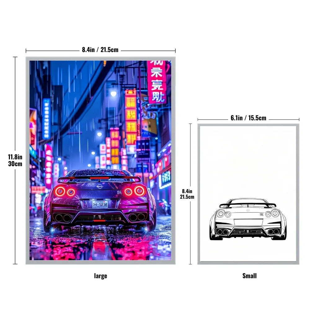 GTR Anime Racing LED Night Light – Car-Themed Bedroom Decor Lamp for Anime Fans, Ambient LED Lampara de Noche & Gift Light