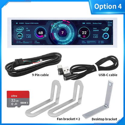 8.8 Inch IPS Type C Secondary Screen – USB-C Interface CPU, GPU, RAM Display, No Need for AIDA64 Monitoring