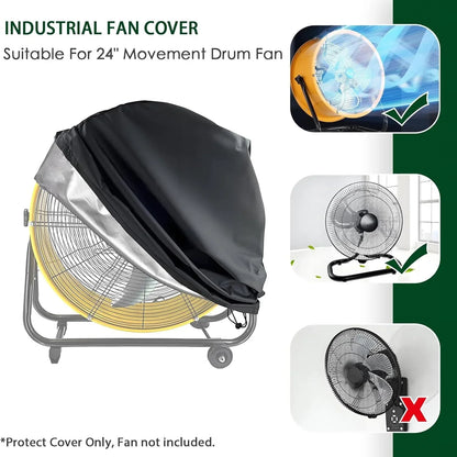Heavy Duty Industrial Drum Fan Cover for 18-20 Inch & 24 Inch High Velocity Floor Fans – Dustproof Outdoor Protective Cover