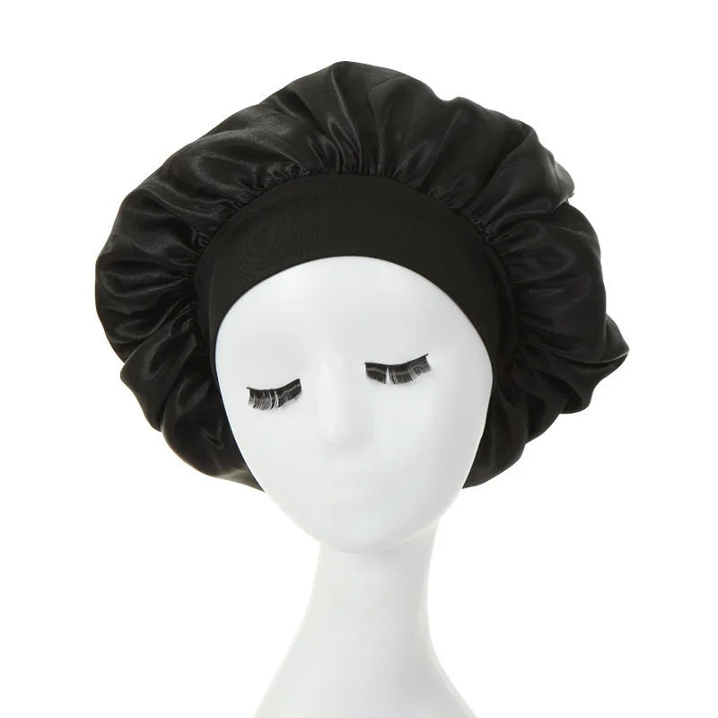Women's Silky Satin Night Sleep Cap - Double Layer Adjustable Hair Bonnet, Shower Cap for Curly Hair Styling Accessories