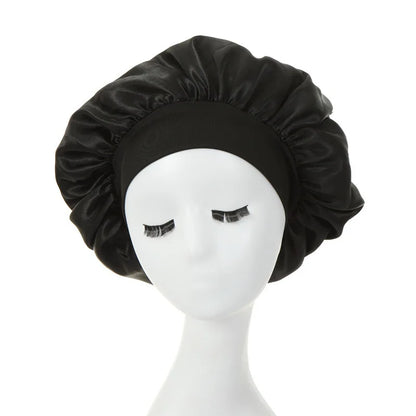 Women's Silky Satin Night Sleep Cap - Double Layer Adjustable Hair Bonnet, Shower Cap for Curly Hair Styling Accessories