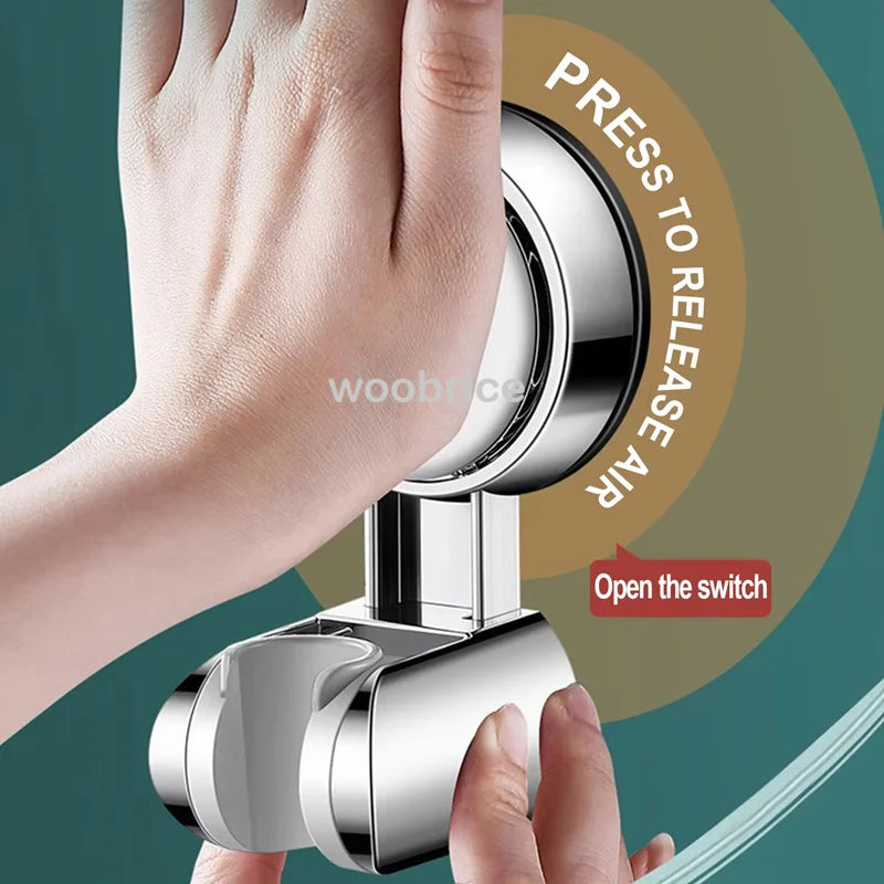 360° Adjustable Shower Head Support – Suction Cup Holder with Plating for Bathroom Wall Mount and Shower Rail