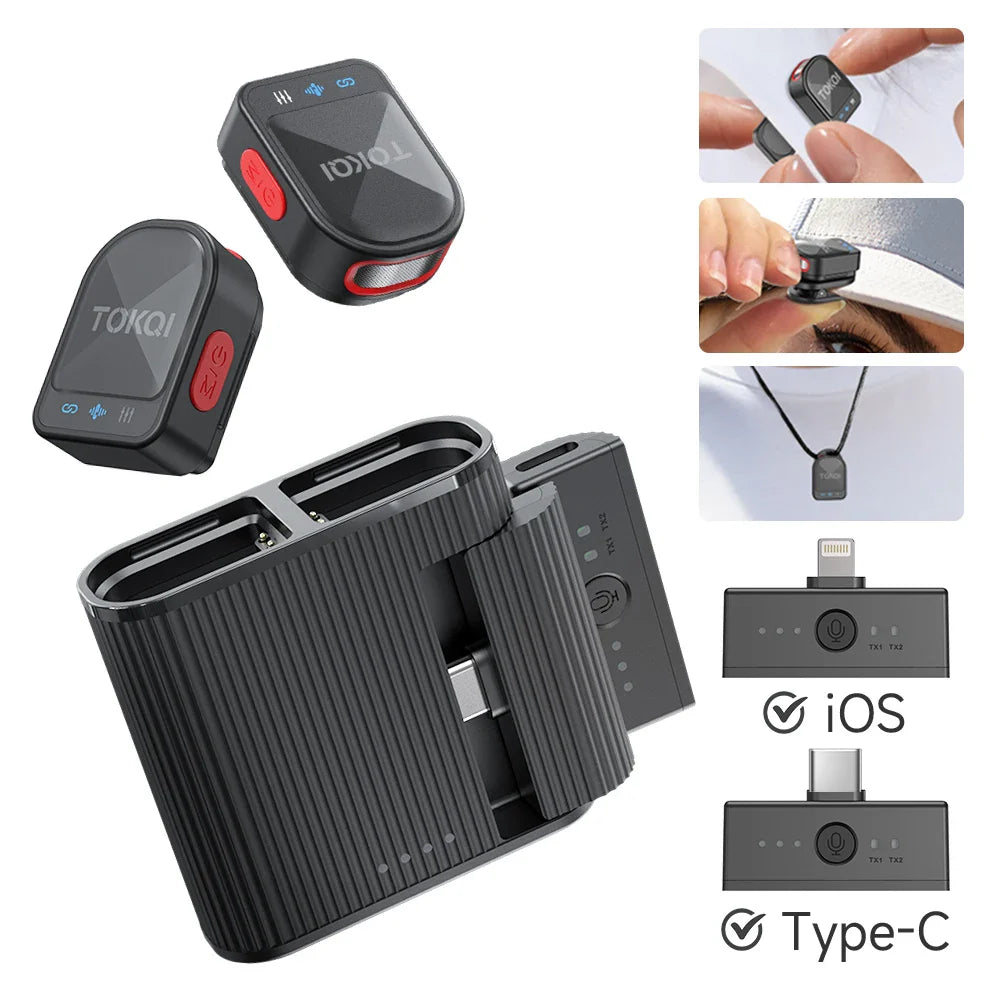 Mini Wireless Lavalier Microphone – Professional 360° Pickup with ENC Noise Reduction for iPhone, Android & Type-C Devices
