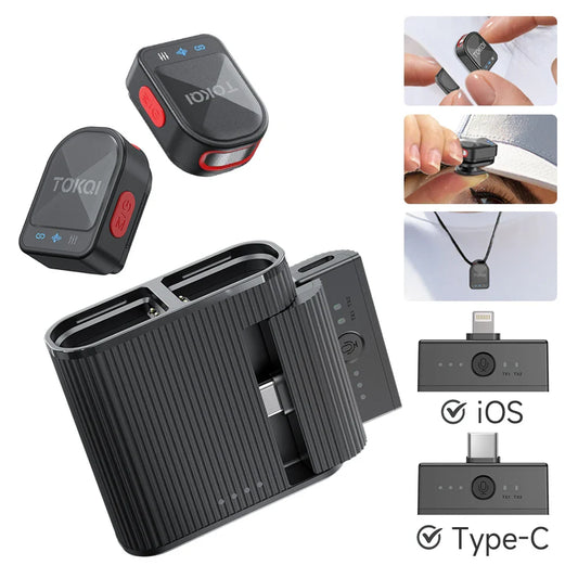 Mini Wireless Lavalier Microphone – Professional 360° Pickup with ENC Noise Reduction for iPhone, Android & Type-C Devices