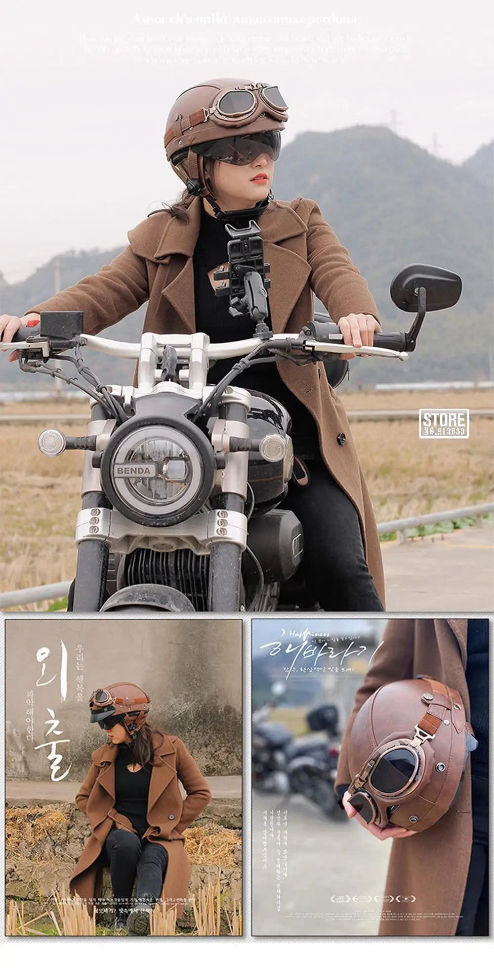 Retro DOT-Certified Motorcycle Half Helmet – HD Lens, Men & Women, 4-Season Scooter & Moto Riding Casco