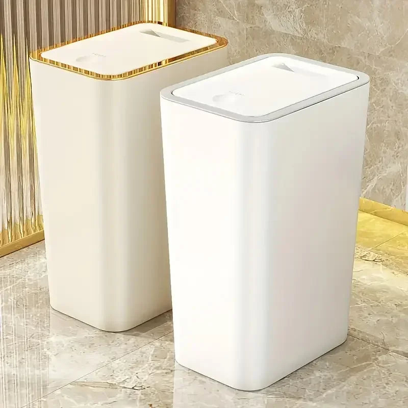 10L Odor-Proof Trash Can — One-Touch Modern Plastic Bin for Bathroom & Kitchen, Leakproof & Space-Saving Design