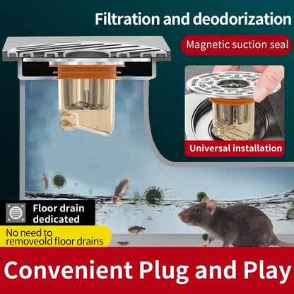 Magnetic Self-Closing Floor Drain Core - Odor and Insect Proof Deodorant for Bathroom, Toilet and Shower Drain
