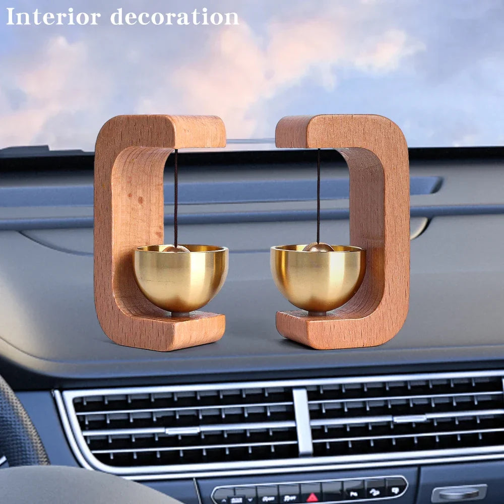 Magnetic Wooden Doorbell - Solid Brass Wind Chimes, Wireless Hanging Doorbell, Japanese Style Garden Pendant & Home Decor