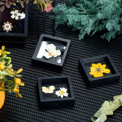 10-Pack 3D Floating Frame Display Stand – Transparent Jewelry Storage Case