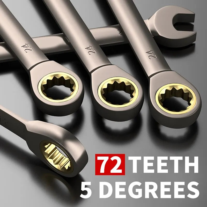 12pcs/6pcs Dual-Use Ratchet Head Quick Wrench Set - 72 Teeth Hardware Tools - 180 Degree Rotation