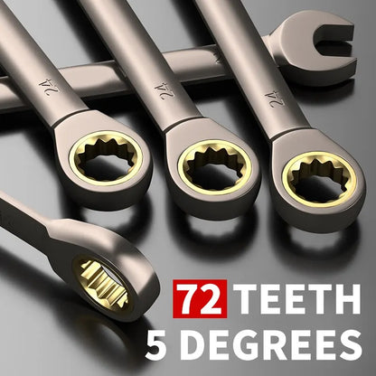 12pcs/6pcs Dual-Use Ratchet Head Quick Wrench Set - 72 Teeth Hardware Tools - 180 Degree Rotation