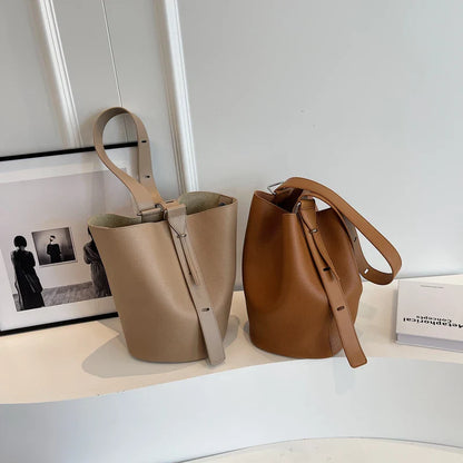 LEFTSIDE Retro Small Solid Color Leather Shoulder Bag – 2025 Korean Designer Handbag for Women