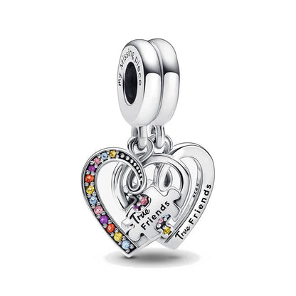 Europe 925 Silver Family Charm Pendant - Boy, Girl, Mom & Sisters Bead for Pandora Bracelet, Sparkling Dangle Jewelry