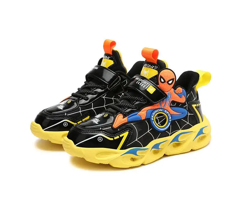 Disney Boys LED Shoes – Cartoon Sports Sneakers with Non-Slip Leather, Size 25-35, Perfect for Running