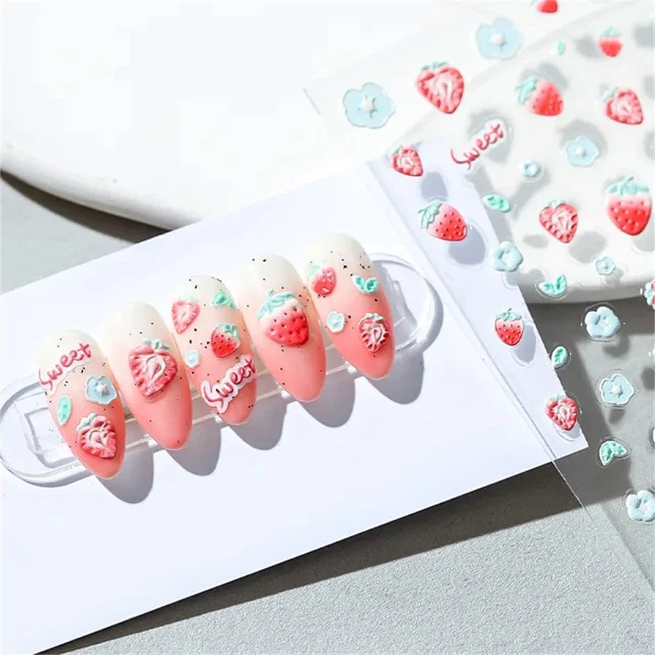 Vintage Rose Flower Nail Stickers – Red & Blue Laser Gold/Silver Nail Art Decals for Manicure Design DIY Beauty Tool