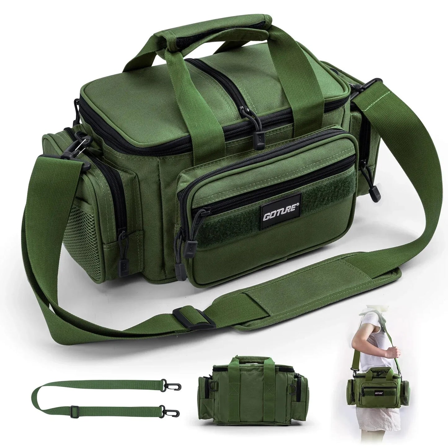 Goture Fishing Tackle Shoulder Bag – 38x23x19cm High Capacity 600D Oxford Cloth Outdoor Cycling & Camping Backpack
