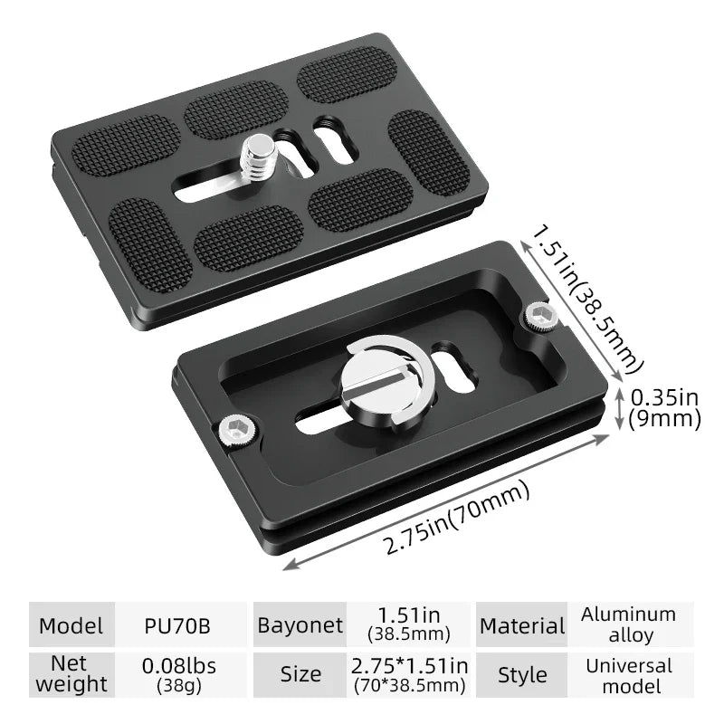 BEXIN Universal Aluminum Alloy Quick Release Plate – 1/4" Screw Tripod Mount Adapter for Arca Swiss & Benro Ball Head Cameras