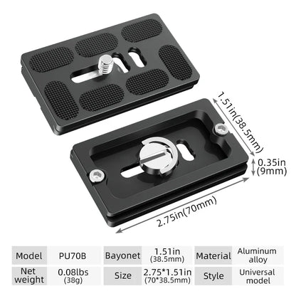 BEXIN Universal Aluminum Alloy Quick Release Plate – 1/4" Screw Tripod Mount Adapter for Arca Swiss & Benro Ball Head Cameras