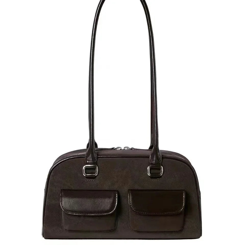 Korean Xu Yunzhen Sane Style Bowling Bag — Oil Boston Tote Underarm Bag for Women