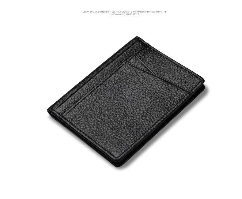 YUECIMIE Super Slim Leather Wallet – Genuine Mini Credit Card Holder, Thin Soft Purse for Men