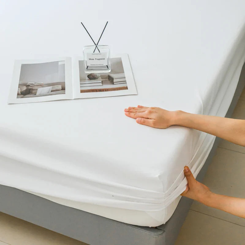 Waterproof Fitted Bed Sheet – 360 Elastic Band Mattress Protector for Single, Double, King & Queen Size