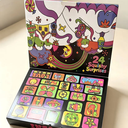 24PCS Squishy Fidget Advent Calendar - Cute Slow-Rebound Anxiety Relief Mystery Gift Box