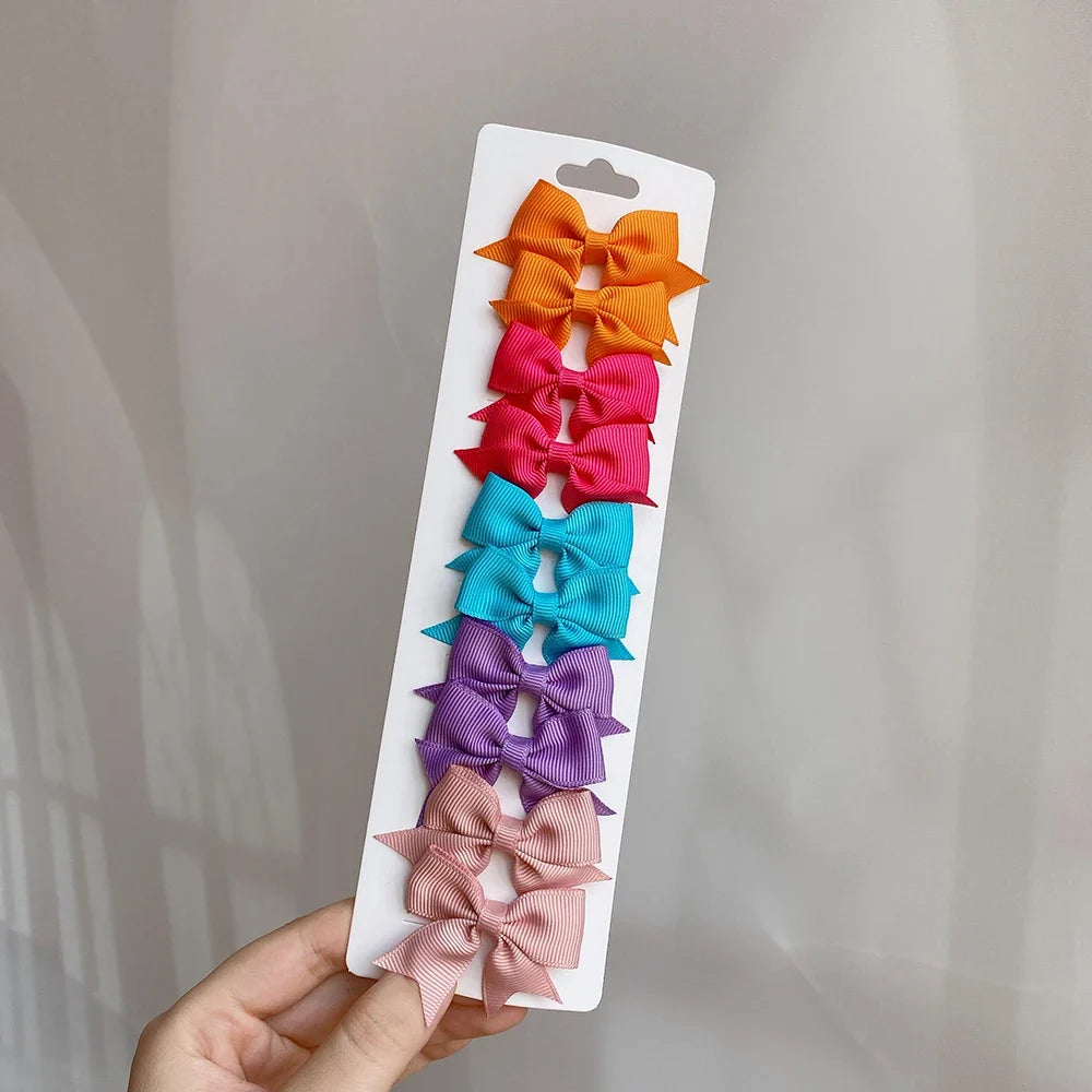 10pcs Kids Bow Hair Clips - Handmade Ribbon Bowknot Barrettes for Baby Girls Hair Accessories