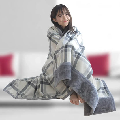 Women’s Double-Layer Tartan Plaid Blanket Scarf – Winter Warm Multifunction Shawl Wrap