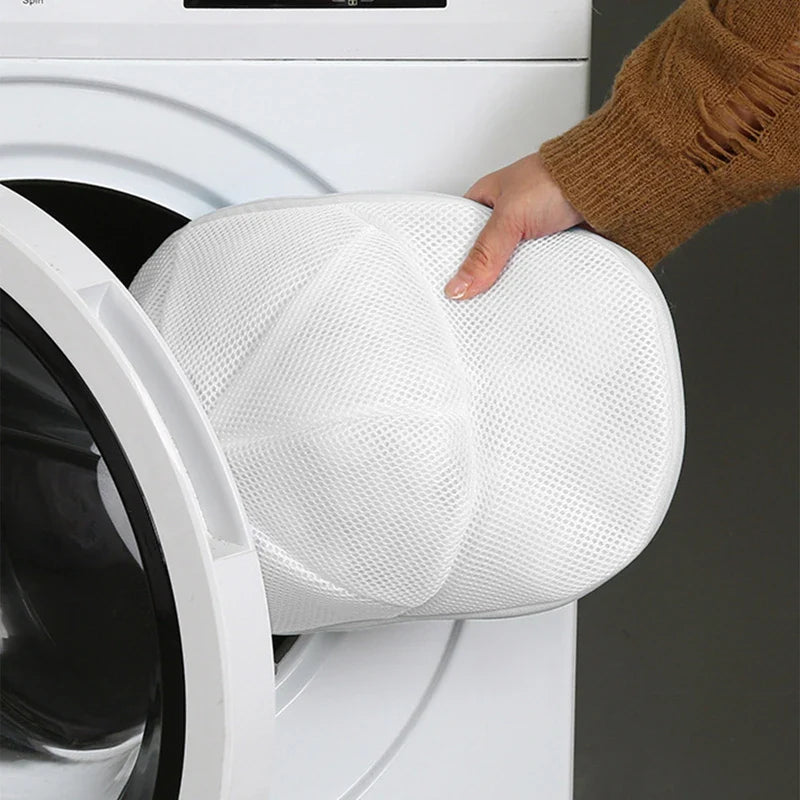 Washing Machine Hat Protector & Laundry Bag - Small Clothes Wash Bag, Anti-Deformation Mesh Organizer with Zipper