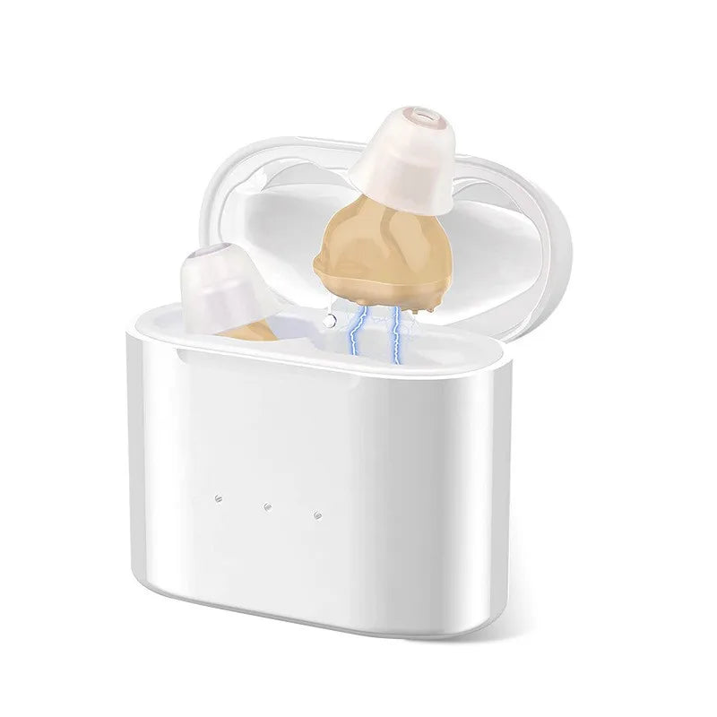 Rechargeable Invisible Hearing Aids for Elderly – Mini Wireless ITE Sound Amplifier Listening Device