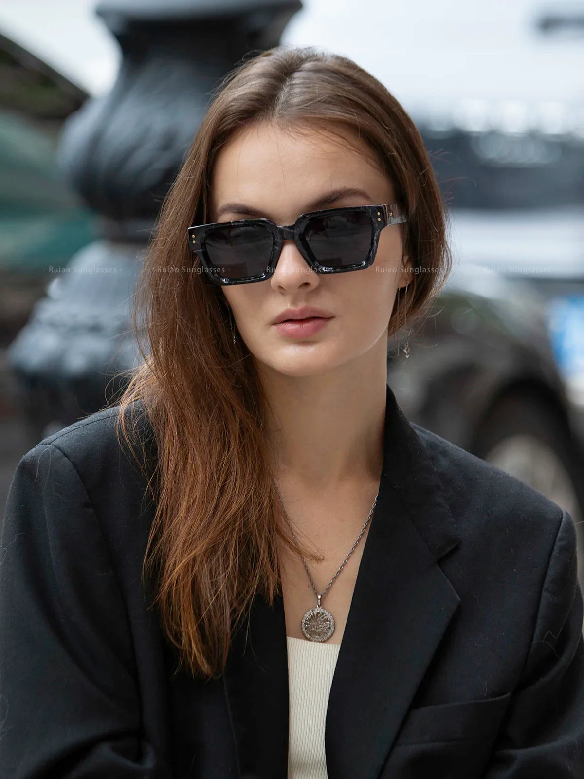 Ruiao 2024 Luxury Premium Designer Sunglasses – Black Square Shades for Men & Women