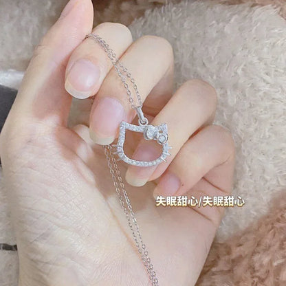 Sanrio Hello Kitty Necklace – Diamond Pendant Clavicle Chain for Girls | Birthday & Holiday Gift