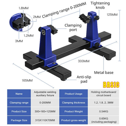 360° Adjustable PCB Holder Stand – Rotating Motherboard Circuit Board Jig Clamp for Soldering & Repair Assembly Tool