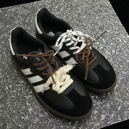 4PCS Vintage DE Leather Shoelaces Set – Round & Flat DIY Sports Casual Shoe Laces Combination