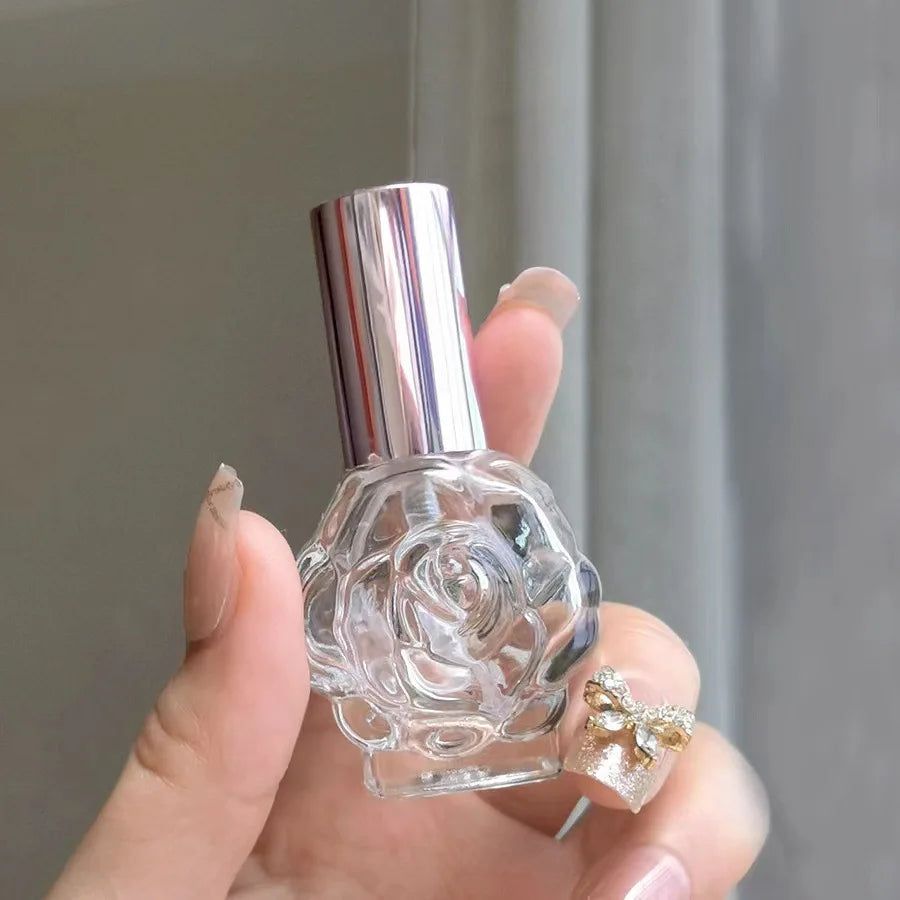 10ml Rose-Shaped Glass Perfume Bottle – Mini Refillable Spray Atomizer for Travel & Cosmetic Mist