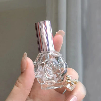 10ml Rose-Shaped Glass Perfume Bottle – Mini Refillable Spray Atomizer for Travel & Cosmetic Mist