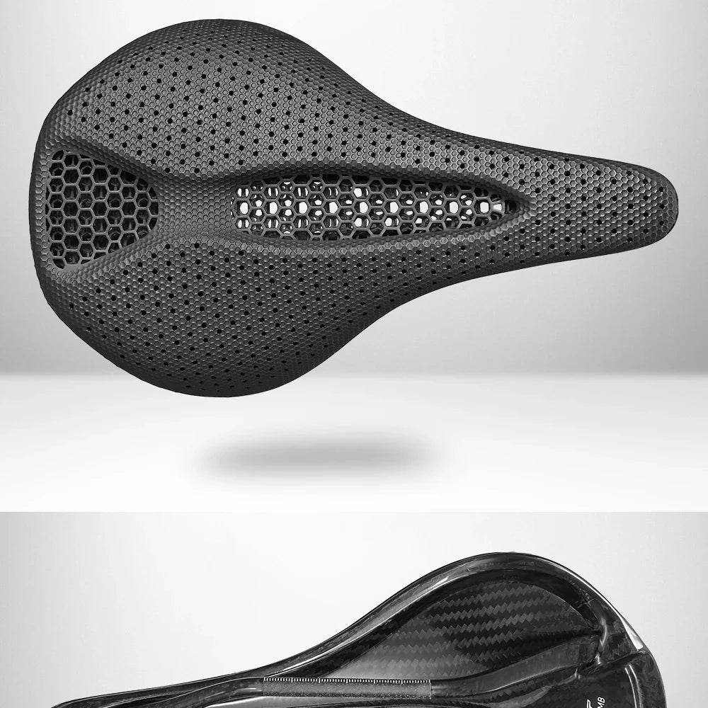 RYET Ultra Full Carbon 3D Printed Bike Saddle — 145mm Lightweight MTB Seat with High Modulus Carbon Fiber Base
