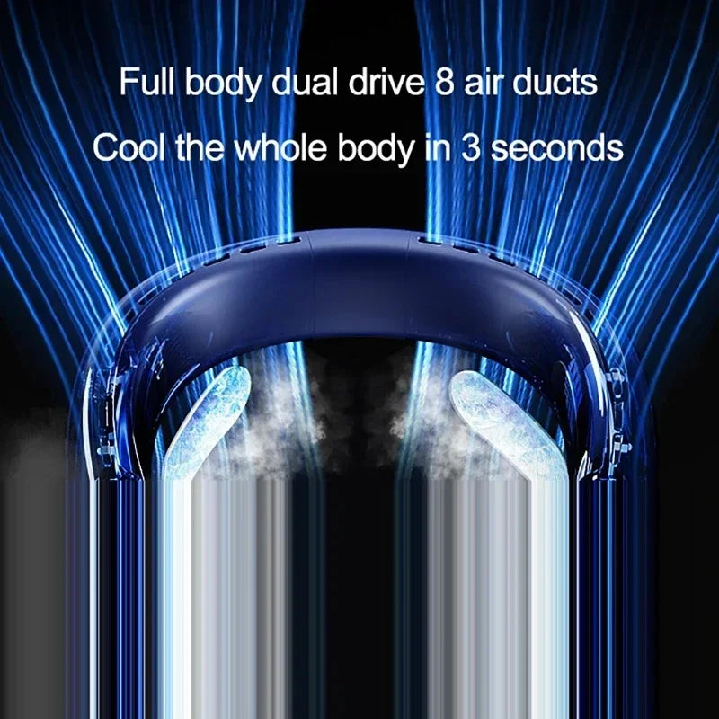 2026 Hanging Neck Fan 6000mAh Portable Air Cooler – Type-C USB Rechargeable 5 Speed Electric Neck Air Conditioner for Summer Cooling