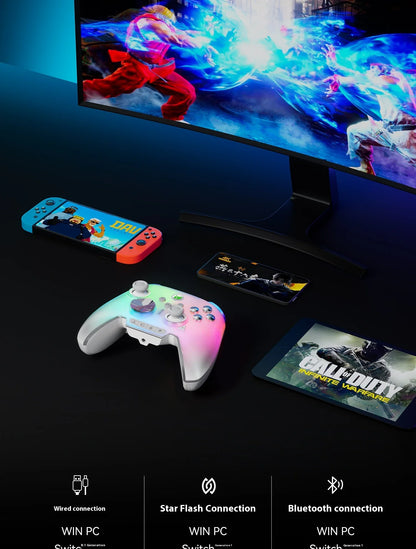 Bigbigwon Rainbow3 Wireless Game Controller Charging Base – RGB Magnetic Dock for PC Gaming