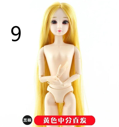 30cm Fashion Princess Babi Doll – 3D Eyes, 20-Joint DIY Plastic Doll for Girls, BJD Model