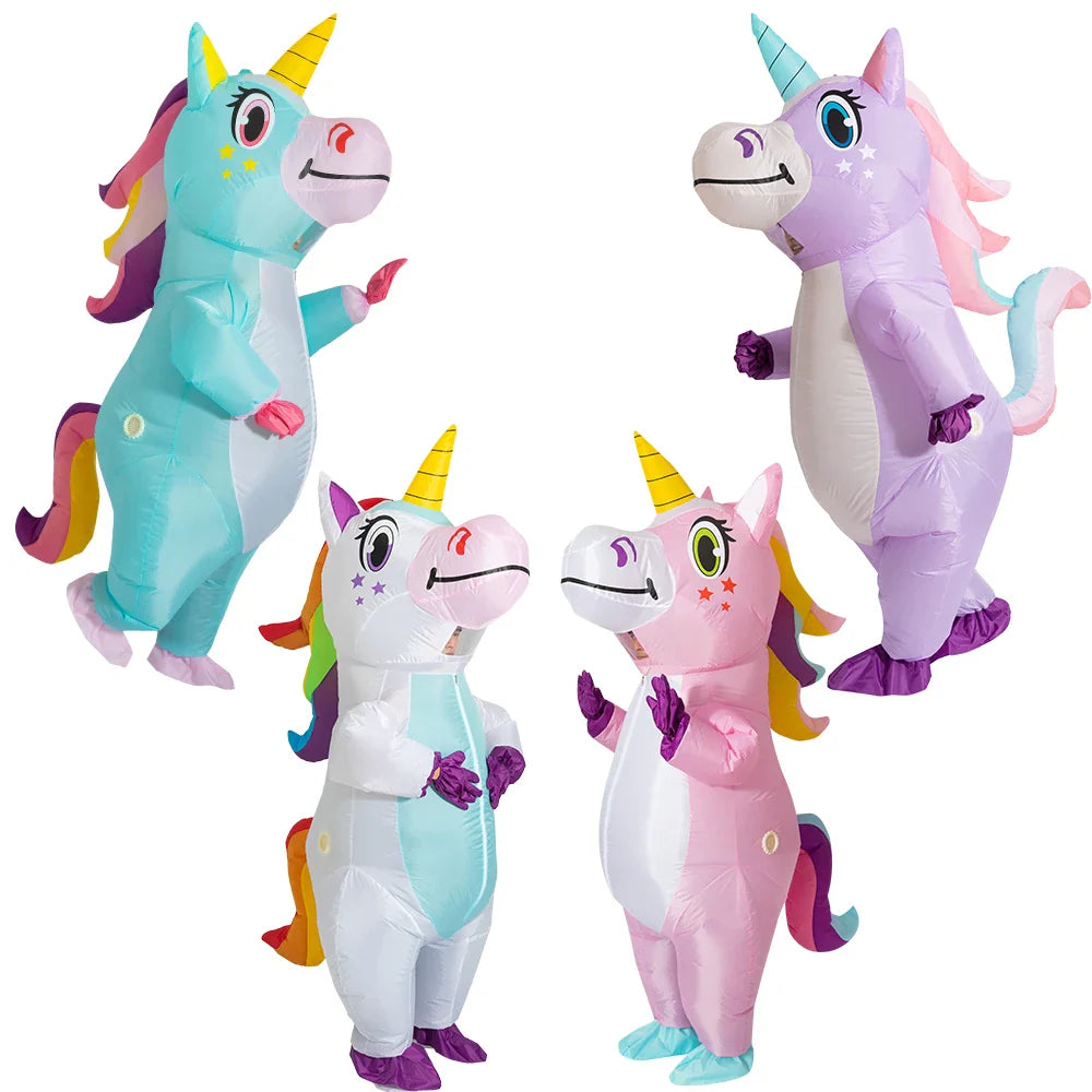 Pink Inflatable Unicorn Costume – Full-Body Anime Cosplay with Blower for Adults, Funny Party & Halloween