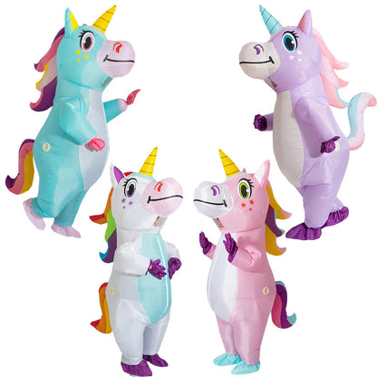 Pink Inflatable Unicorn Costume – Full-Body Anime Cosplay with Blower for Adults, Funny Party & Halloween