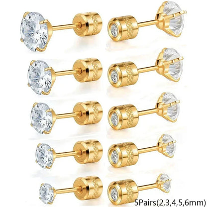 20G Titanium Stud Earrings – Hypoallergenic Tiny Cubic Zirconia Screw Back Cartilage & Tragus Piercing Jewelry