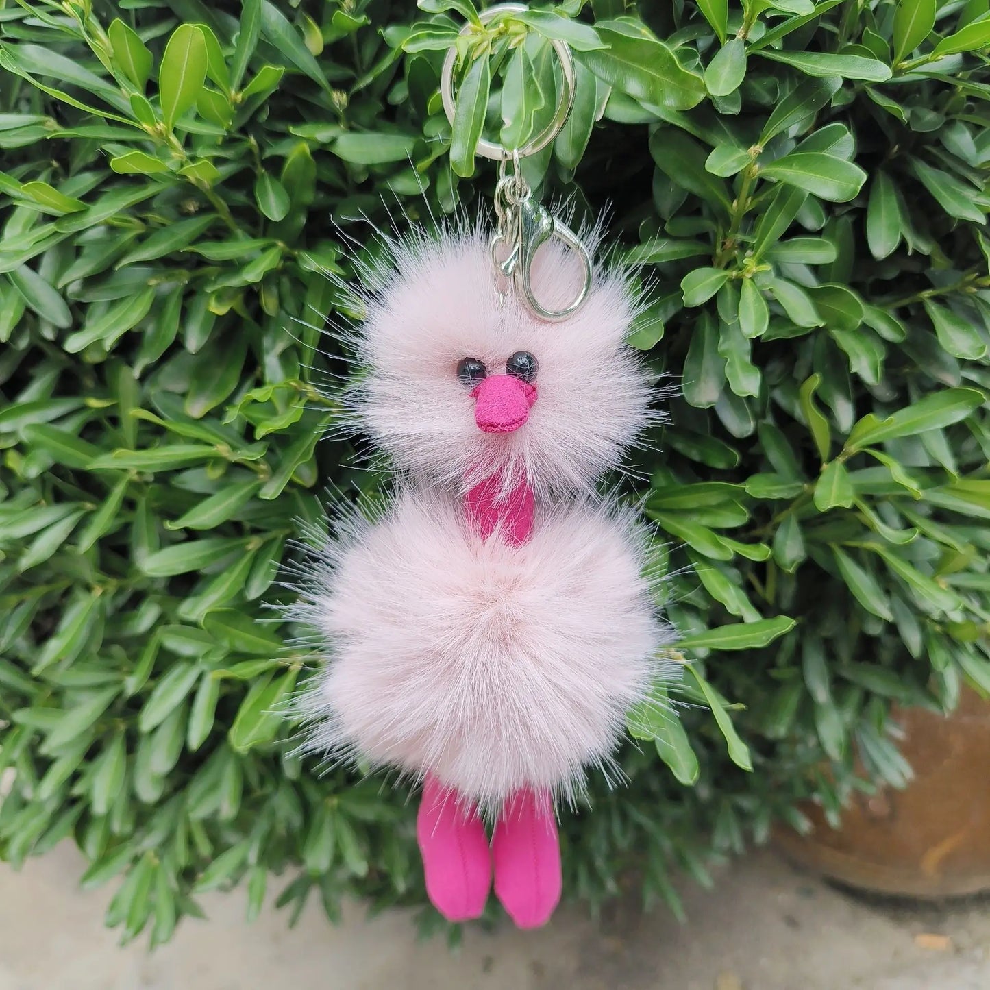 Cute Doll Ostrich Plush Pendant Keychain – Colorful Fur Ball Backpack Key Ring, Creative Gift for Women 2025 Xmas & New Year