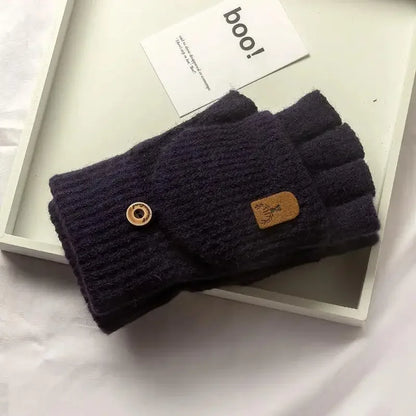 Winter Knitted Fingerless Gloves – Thick Warm Touchscreen Half-Finger Gloves for Men, Women & Students