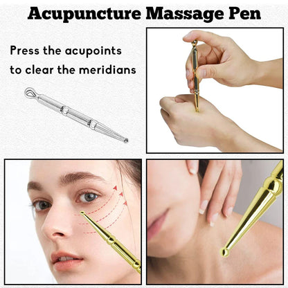 Facial Reflexology Massage Tool – Retractable Acupuncture Pen with Double-Headed Spring for Ear & Face Care
