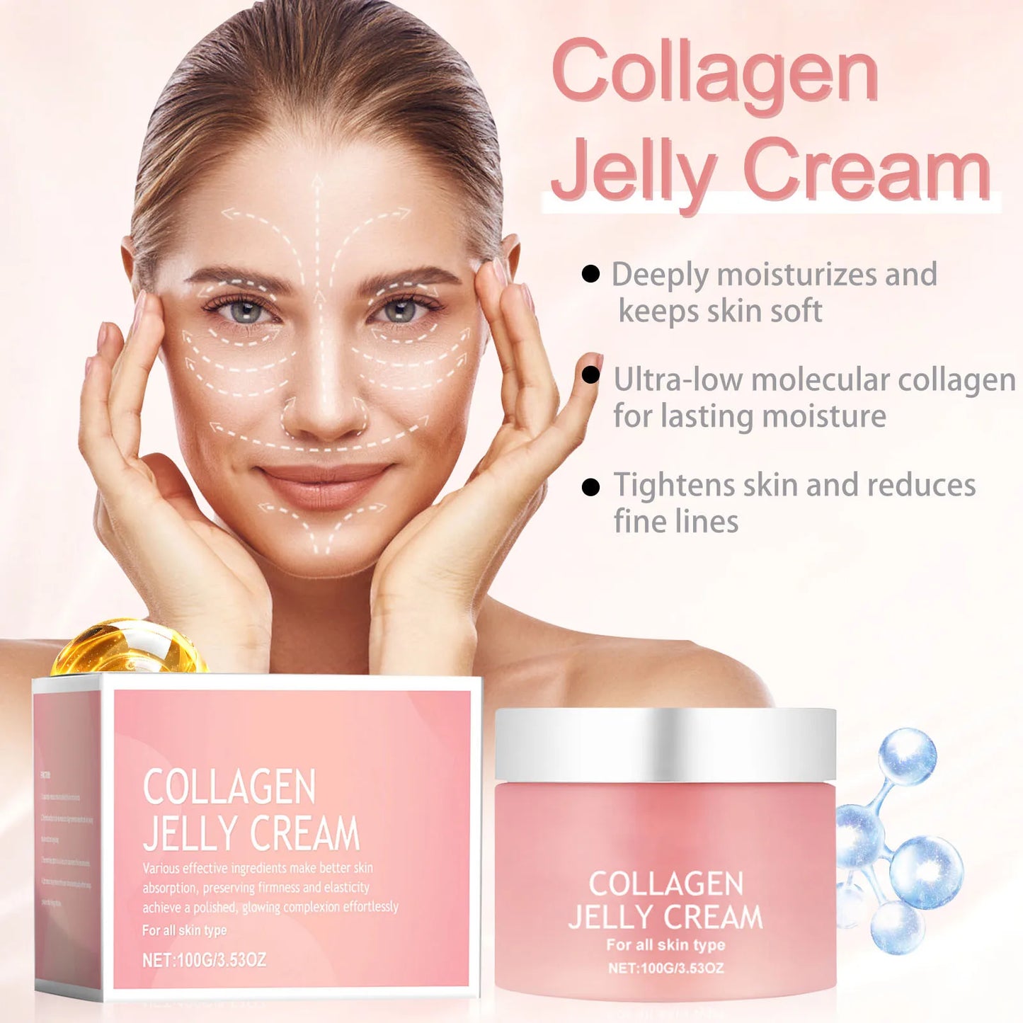100g Collagen Jelly Cream – Anti-Aging, Hydrating & Skin Tightening Face Care for Wrinkles